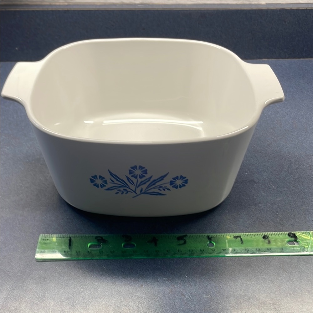 White Baking Dish with Blue Floral Design